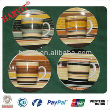 180cc colorful decal porcelain tea mugs& coffe mug sets